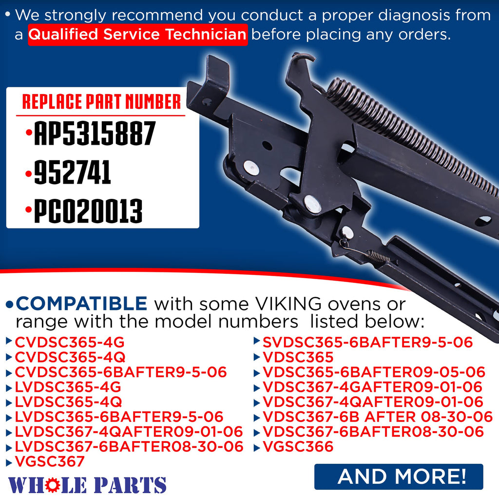 Whole Parts Upgraded Range Door Hinge Assembly Part# PC020126