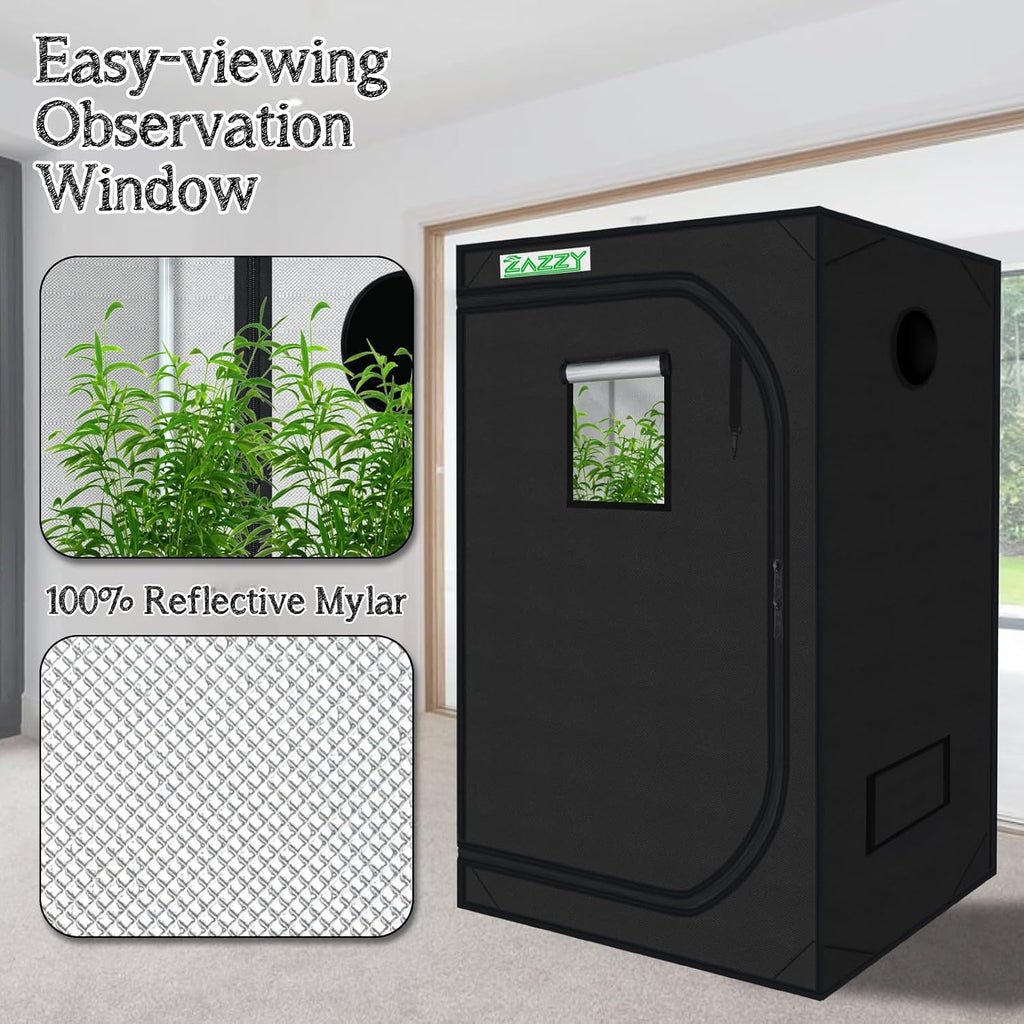 4x4 Grow Tent, 48"x48"x78" 600D Mylar Growing Tents for Indoor Plant | 100% Reflective Mylar Interior, Easy-view