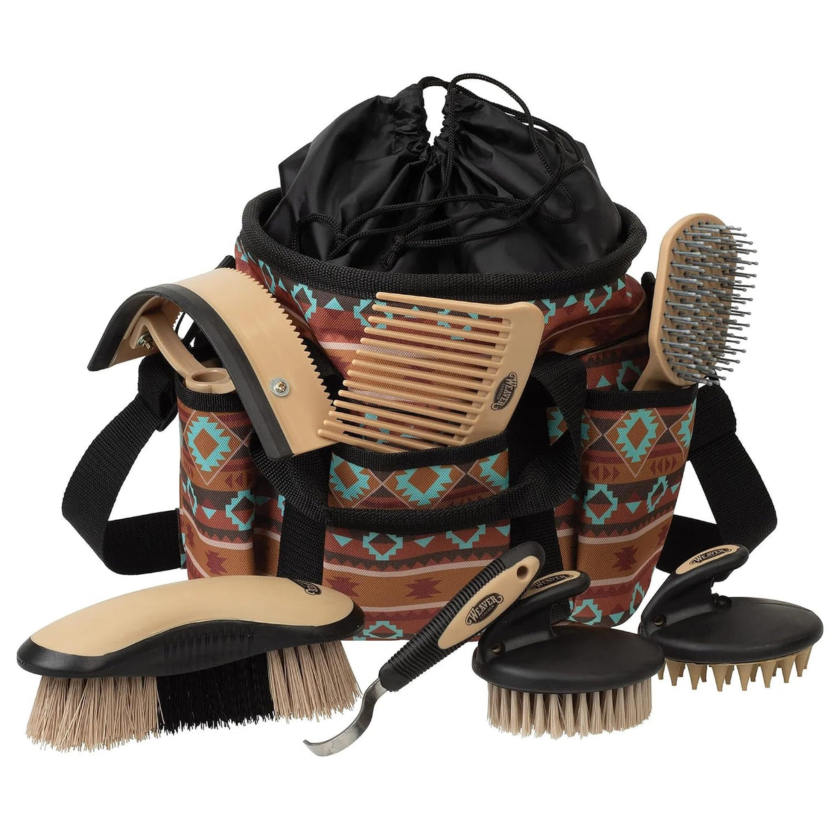 Horse Grooming Kit, 7-Piece Horse Brush Set with Organizer Tote Bag, Hoof Pick, Comb, Sweat Scraper, Equine Tools for