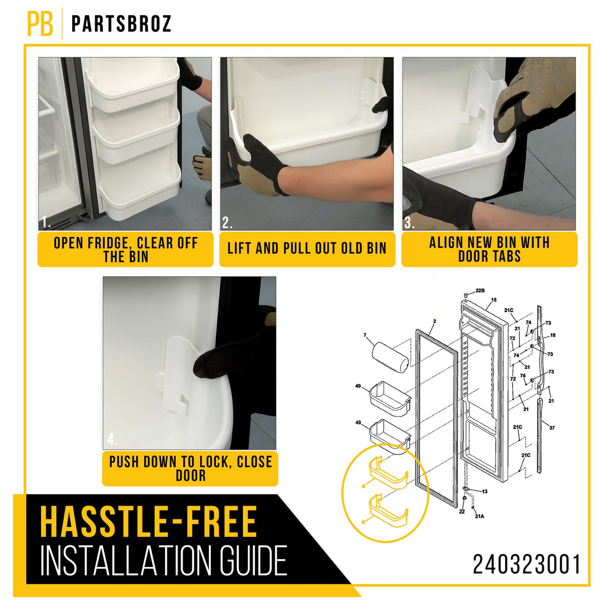 Refrigerator Door Bin Shelf for Frigidaire FFHS2611LBK