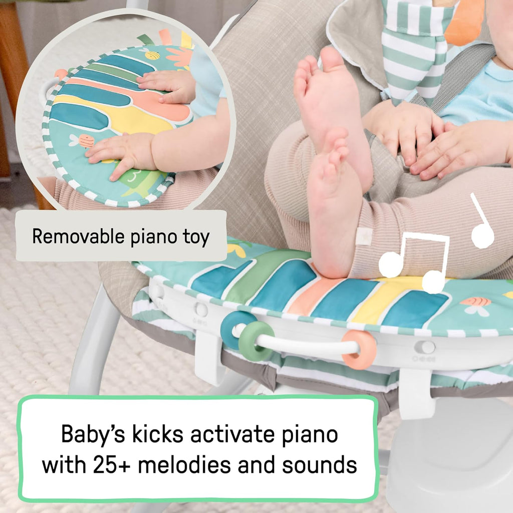 SimpleComfort Piano Playtime 4-in-1 Baby Swing & Rocker, Soothes & Grows with Baby, Rotating Seat Swings in 3