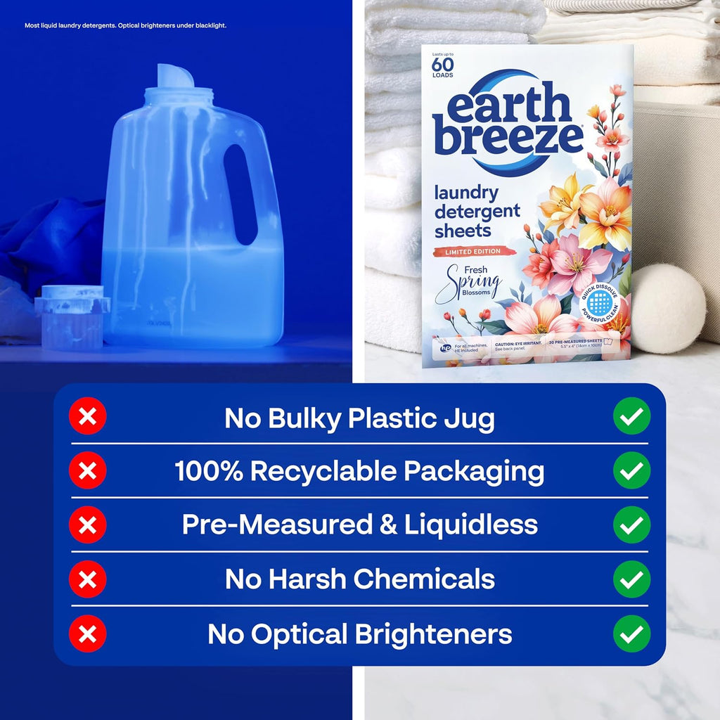Laundry Detergent Sheets Fresh Spring Blossoms 60 Loads