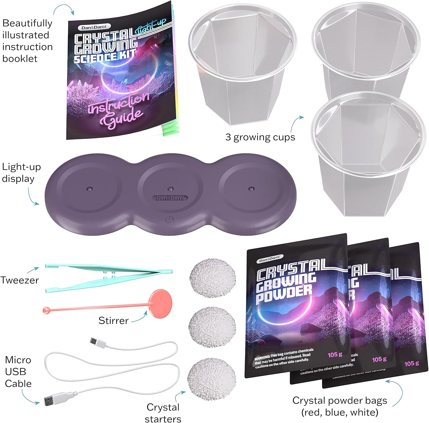 Light-up Crystal Growing Kit for Kids - Science Kits for Kids Age 8-12 - 6 7 8 9 10 Year Old Boy Birthday Gifts