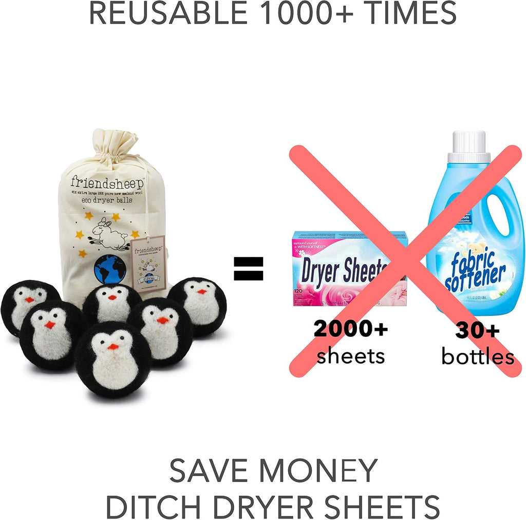 Wool Dryer Balls, Organic Reusable Fabric Softener Alternative for Laundry, Handmade, Fair Trade, Hypoallergenic