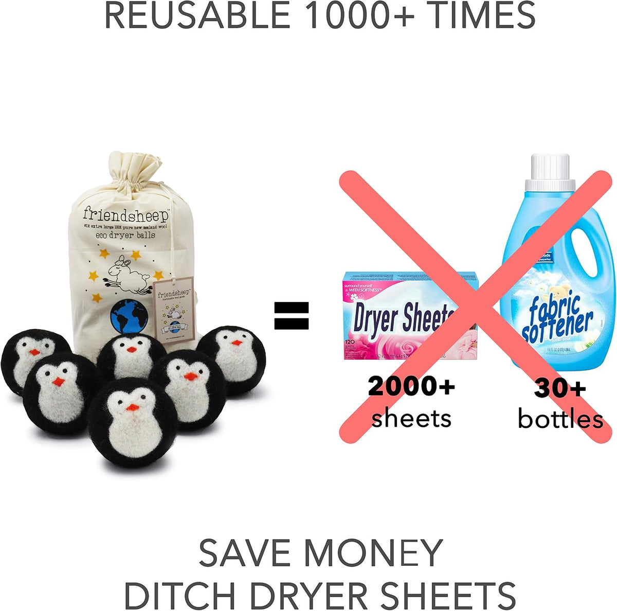 Wool Dryer Balls, Organic Reusable Fabric Softener Alternative for Laundry, Handmade, Fair Trade, Hypoallergenic