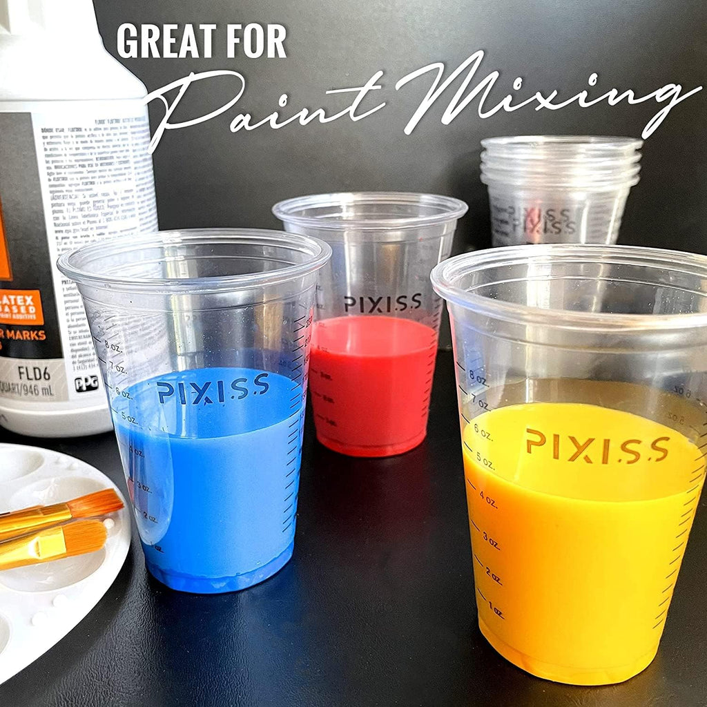 Resin Mixer Epoxy Mixer Paddles - 20 Graduated Mixing Cups & Reusable Pixiss Multipurpose Bidirectional Paint Stirrer