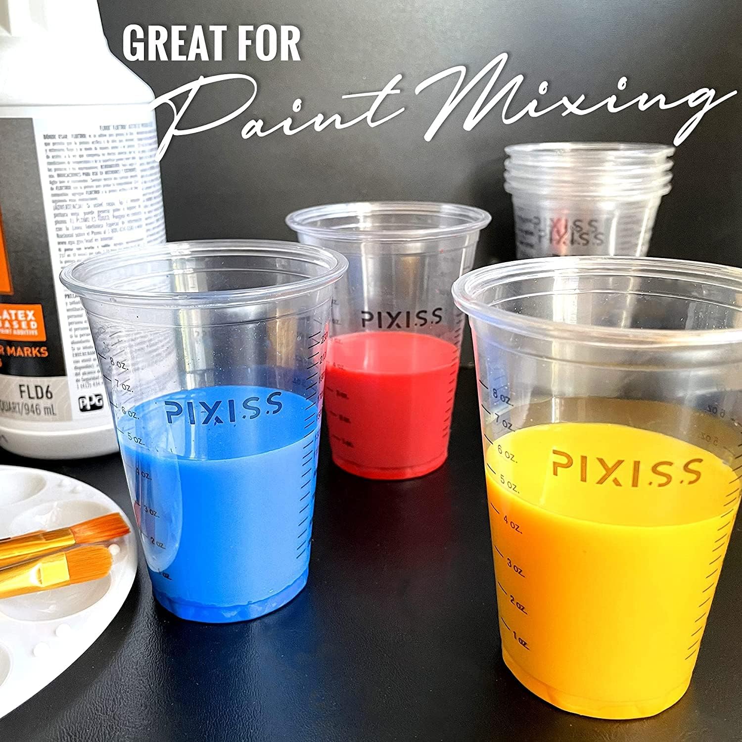 Resin Mixer Epoxy Mixer Paddles - 20 Graduated Mixing Cups & Reusable Pixiss Multipurpose Bidirectional Paint Stirrer