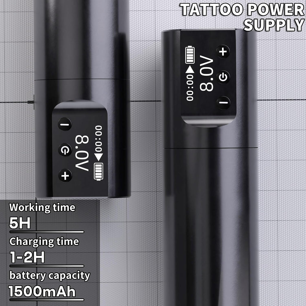 Tattoo Gun Kit, Wireless Tattoo Pen with 2 Battery