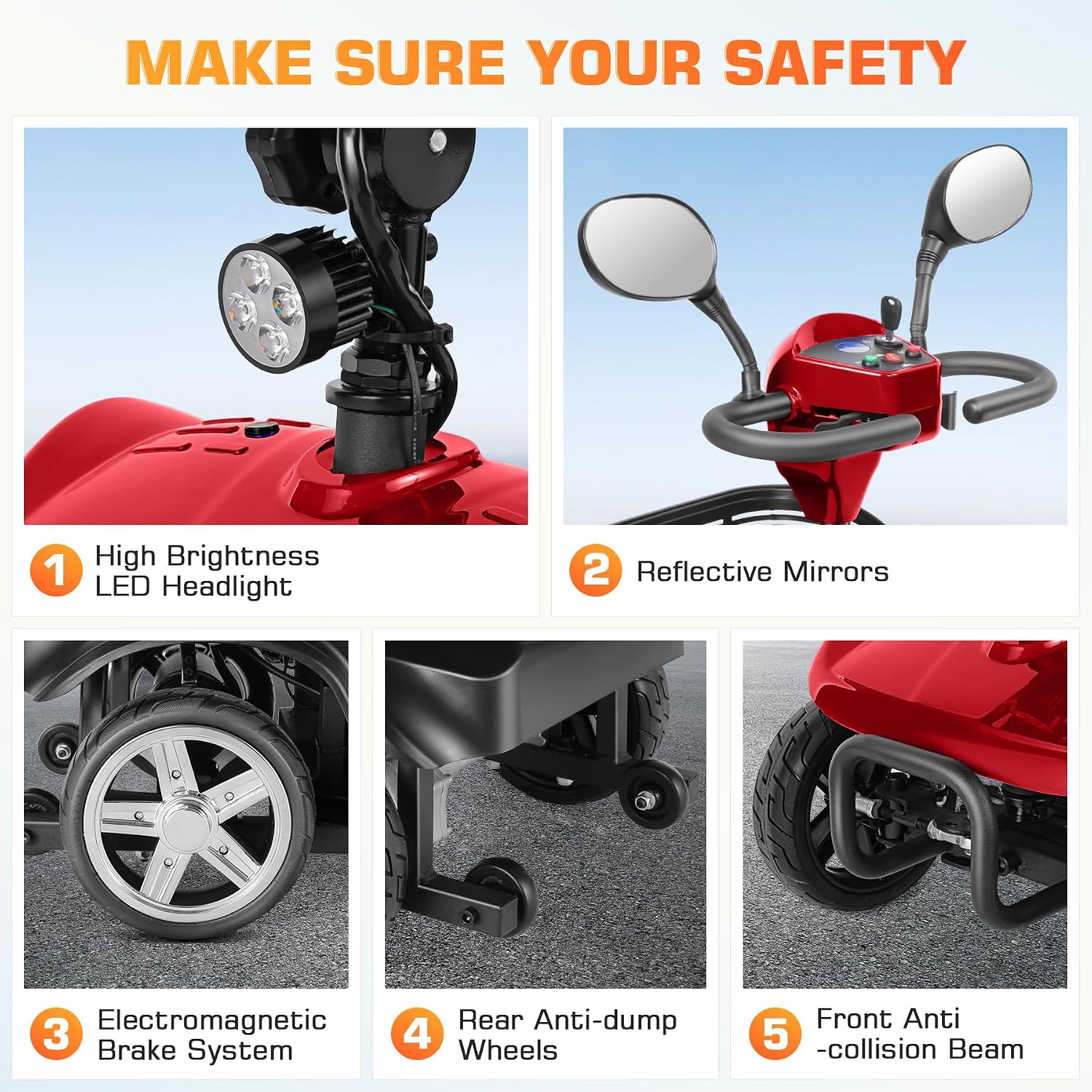 4-Wheel Mobility Scooter for Seniors, Adults, Elderly