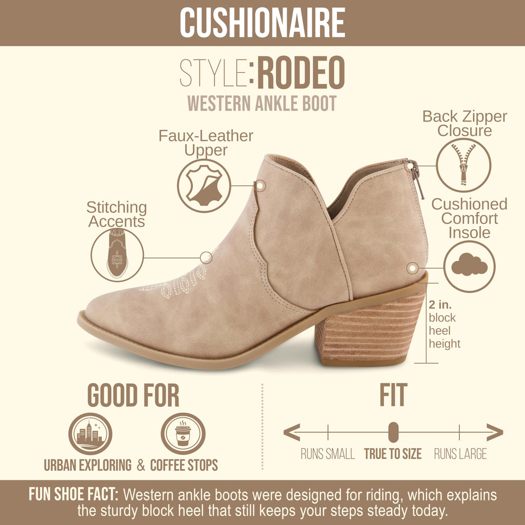 Rodeo Cowboy Boots for Women, Pointed Toe Ankle Bootie, Tan 8