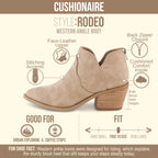 Rodeo Cowboy Boots for Women, Pointed Toe Ankle Bootie, Tan 8