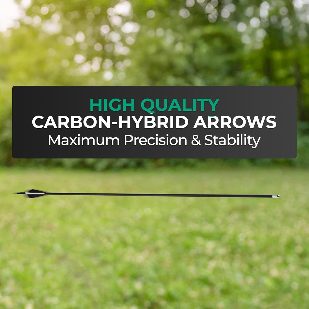 Bow and Arrow for Kids Ages 6+ | Beginner Archery Set with Aim Guide, 6 Carbon Hybrid Arrows & 3 Targets | 3-Piece