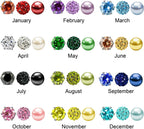Birthstone Studs Earring Set Cubic Zirconia Rhinestones Crystal Ball Faux Pearl Stainless Steel Stud Earrings for