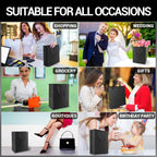 Shopping Bags for Boutique, 20pcs 7.8" x 3.9" x 11" Medium Sturdy Black Kraft Paper Gift Bags with Cloth Handle Bulk