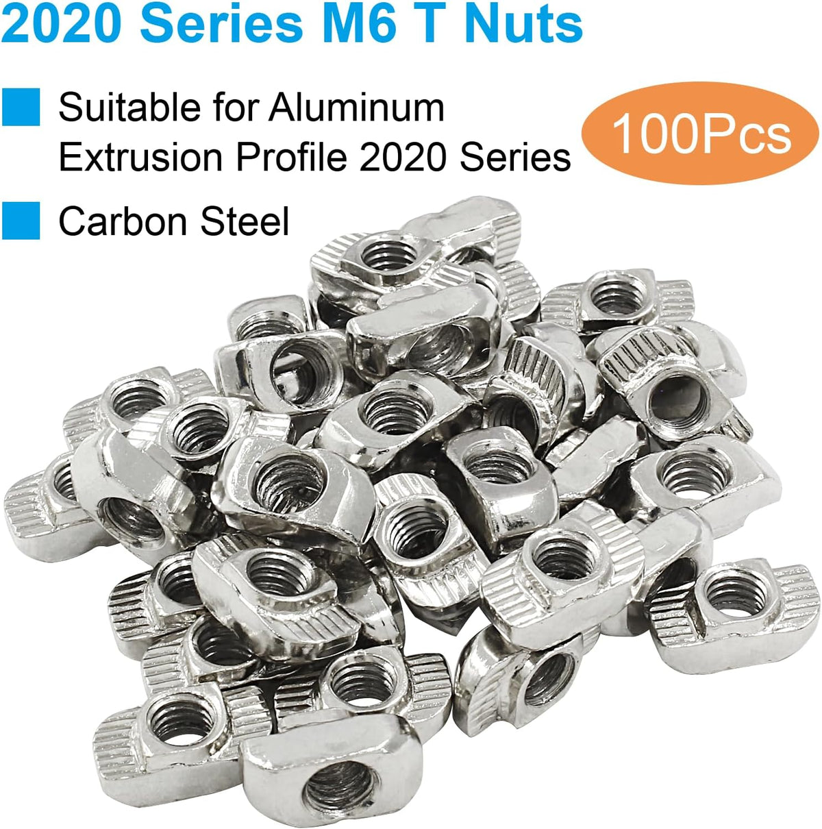 100Pcs M6 3030 Series T Slot Nuts Carbon Steel