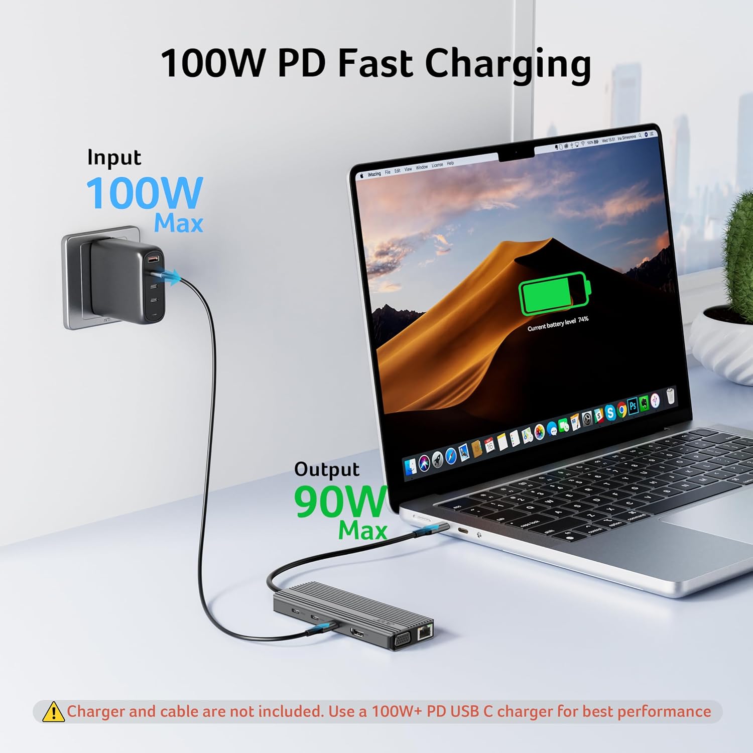 11 in 1 USB C HUB Multiport Adapter with 4K@60Hz HDMI, 2x10Gbps USB C, 2x5Gbps USB A, 100W PD Port, 1000Mbps