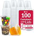 5.5 oz Condiment Containers with Lids (100 sets) | Ideal for Sauce, Souffle, Samples, Jello Shot Cups | Disposable