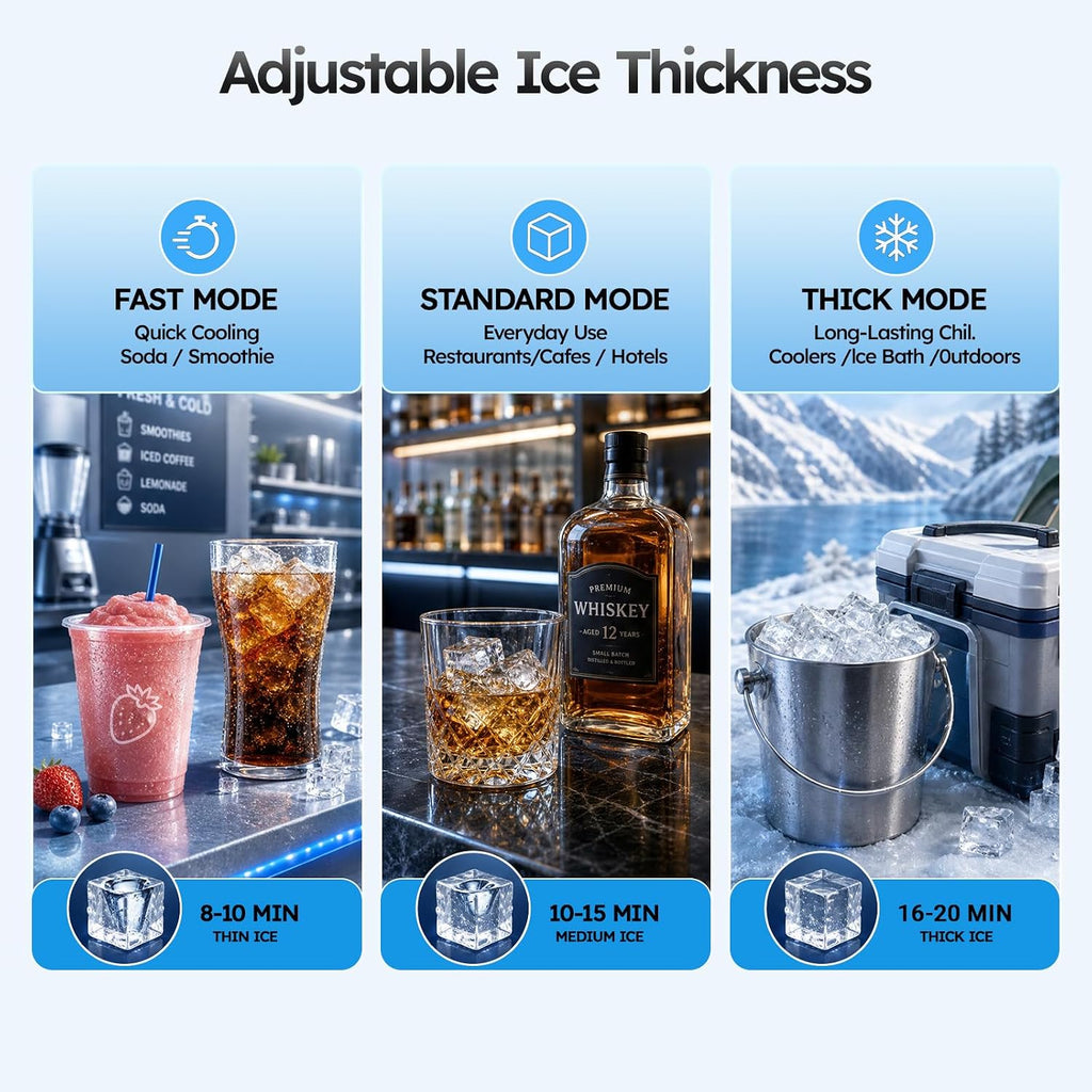 Commercial Ice Maker, 350 LB/24H 70 LB Storage Bin, Stainless Steel