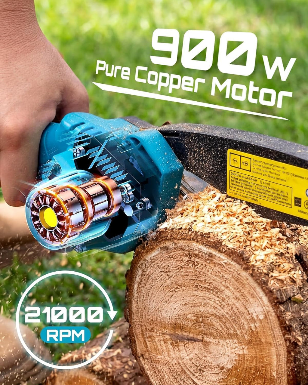 Mini Chainsaw, 6-inch Mini Chainsaw Cordless, Handheld Electric Power Chain Saw with 2 Batteries