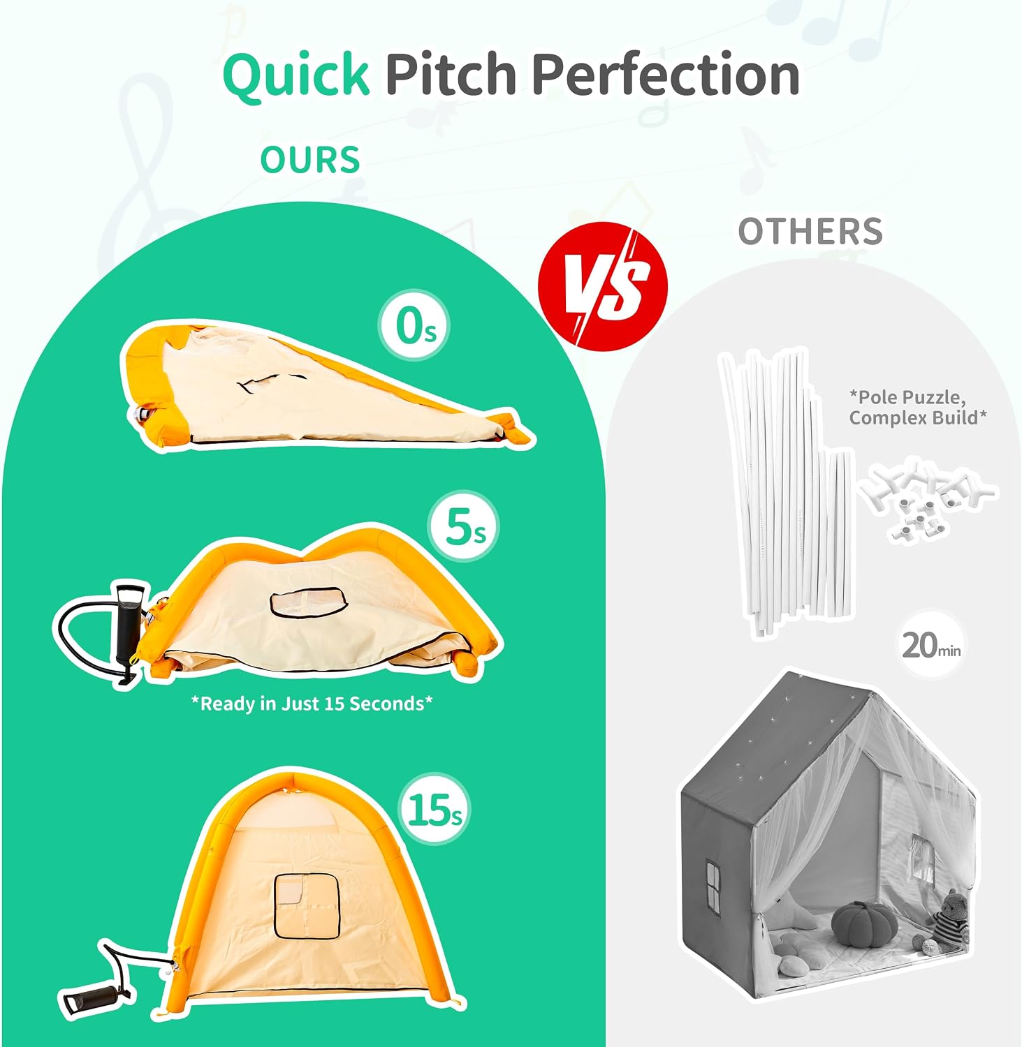 HalloDeer Kids Play Tent, Inflatable Toddler Tent Dome for Boys & Girls, Indoor Kids Tents, Portable Foldable