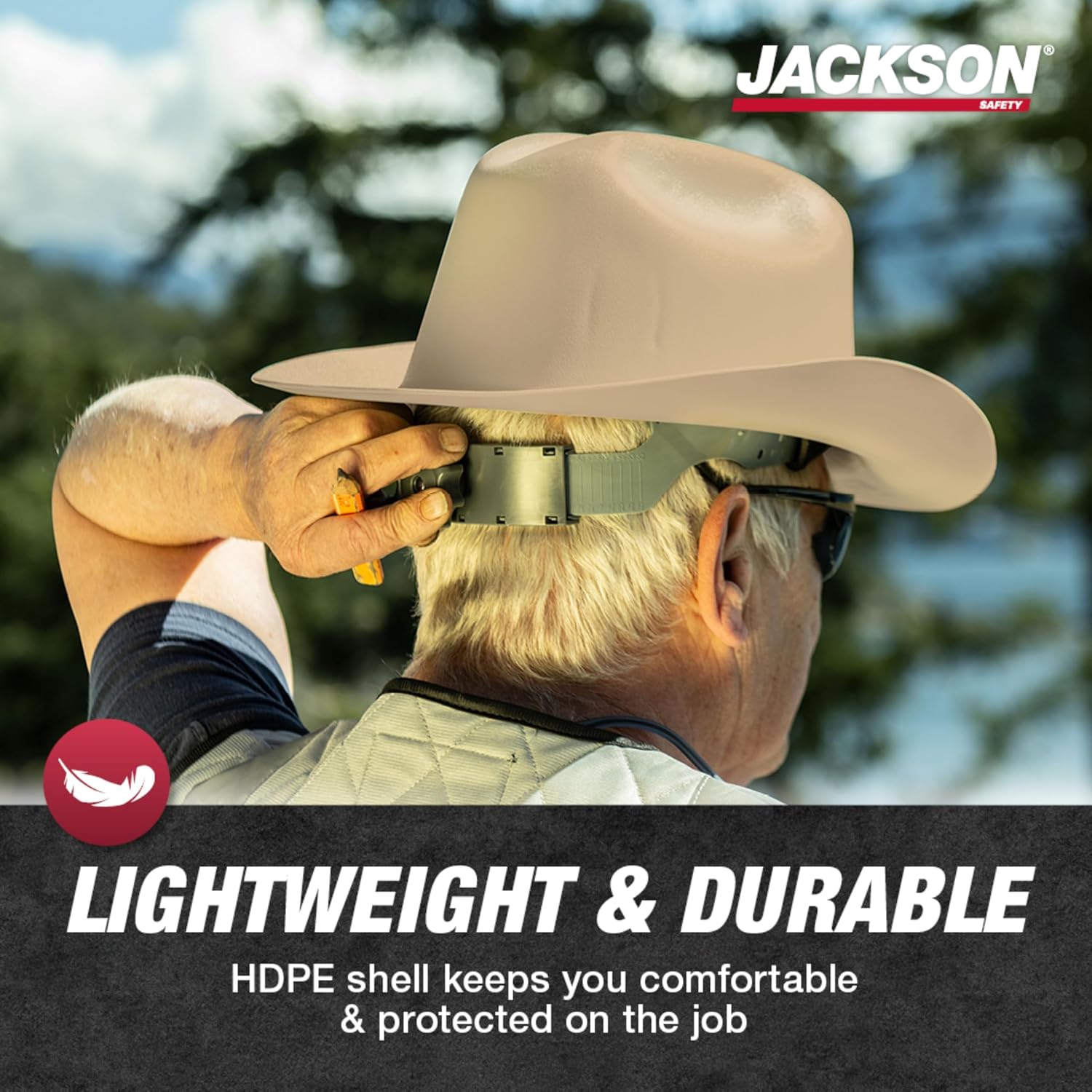 Full Brim Cowboy Hard Hat, ANSI Z89.1 Type 1 & OSHA | Cowboy-style Safety Helmet with Extra-Wide Sun Shade Brim &