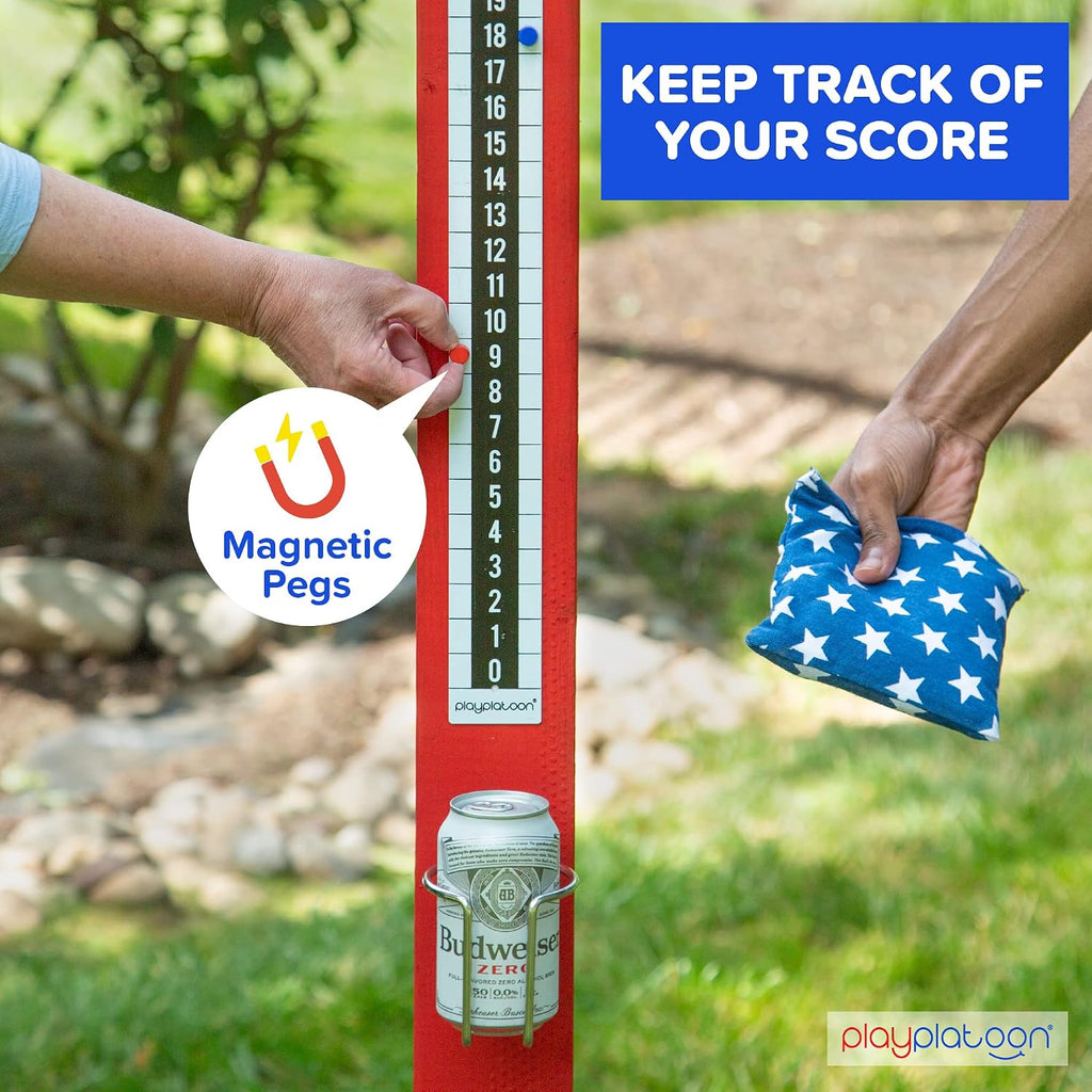 Cornhole Metal Scoreboard with Magnetic Score Keepers for Corn Hole Boards | 4 Magnetic Score Keepers