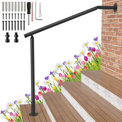 Hand Rails for Outdoor Steps 2-3 Step Deck Railing Kit Wall Floor Mounted Wrought Iron Handrails Deck Rail Kit