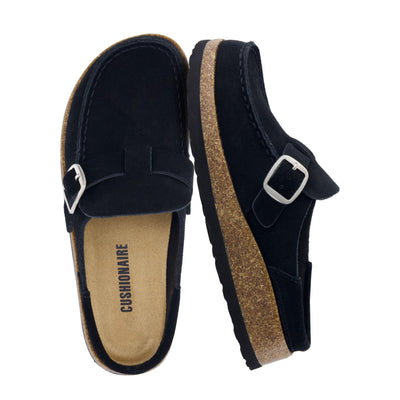 Hobby 100% Genuine Leather Slip On Clogs for Women, Black Genuine Leather 7W