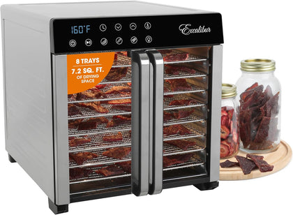 Food Dehydrator 8-Tray for Jerky, Fruit, Vegetables, Herbs, Pet Treats, 7.2 Cu Ft Drying Space with Adjustable