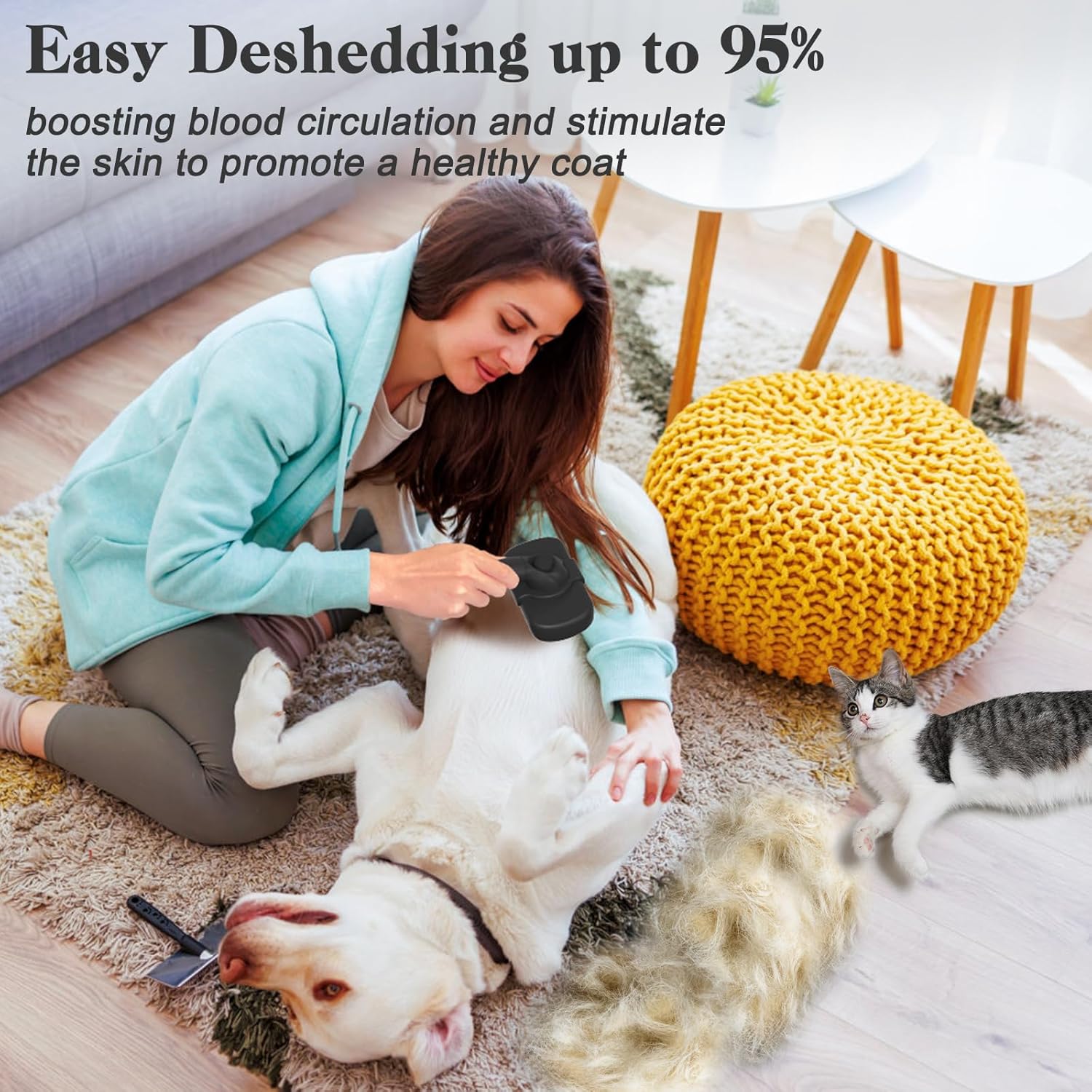 Self Cleaning Shedding Brush - Skin Friendly Grooming Tool for Dogs, Cats, and Puppies, Deshedding and Hair Removal