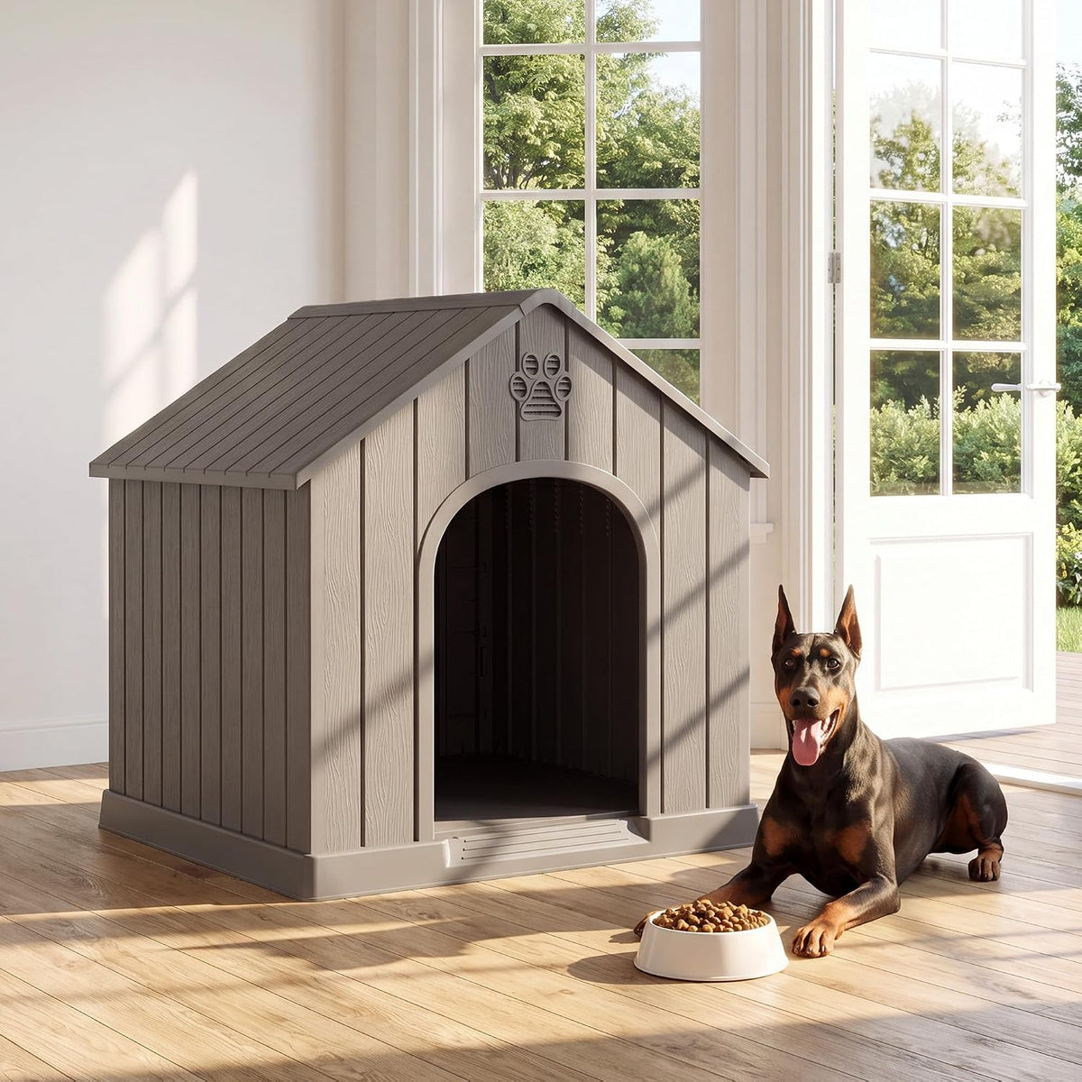 Large Dog House for Medium to Large Dogs – Sturdy Waterproof Doghouse for Indoor/Outdoor Use with Air Vents and