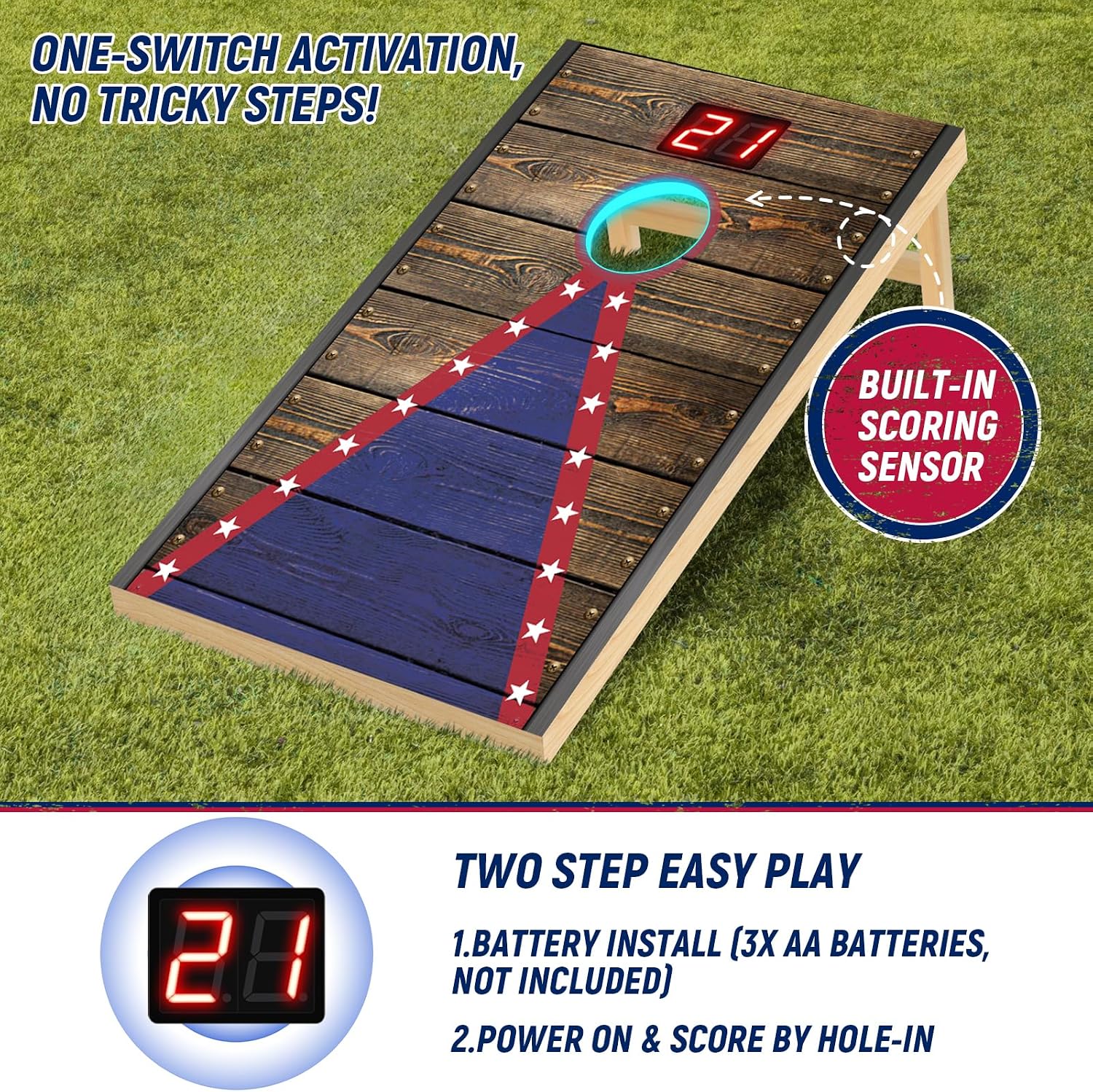 Electronic Cornhole Board Set 3x2 4x2ft Automatic Scoring Corn Hole Game for Adults & Kids - Tailgate Size Infrared