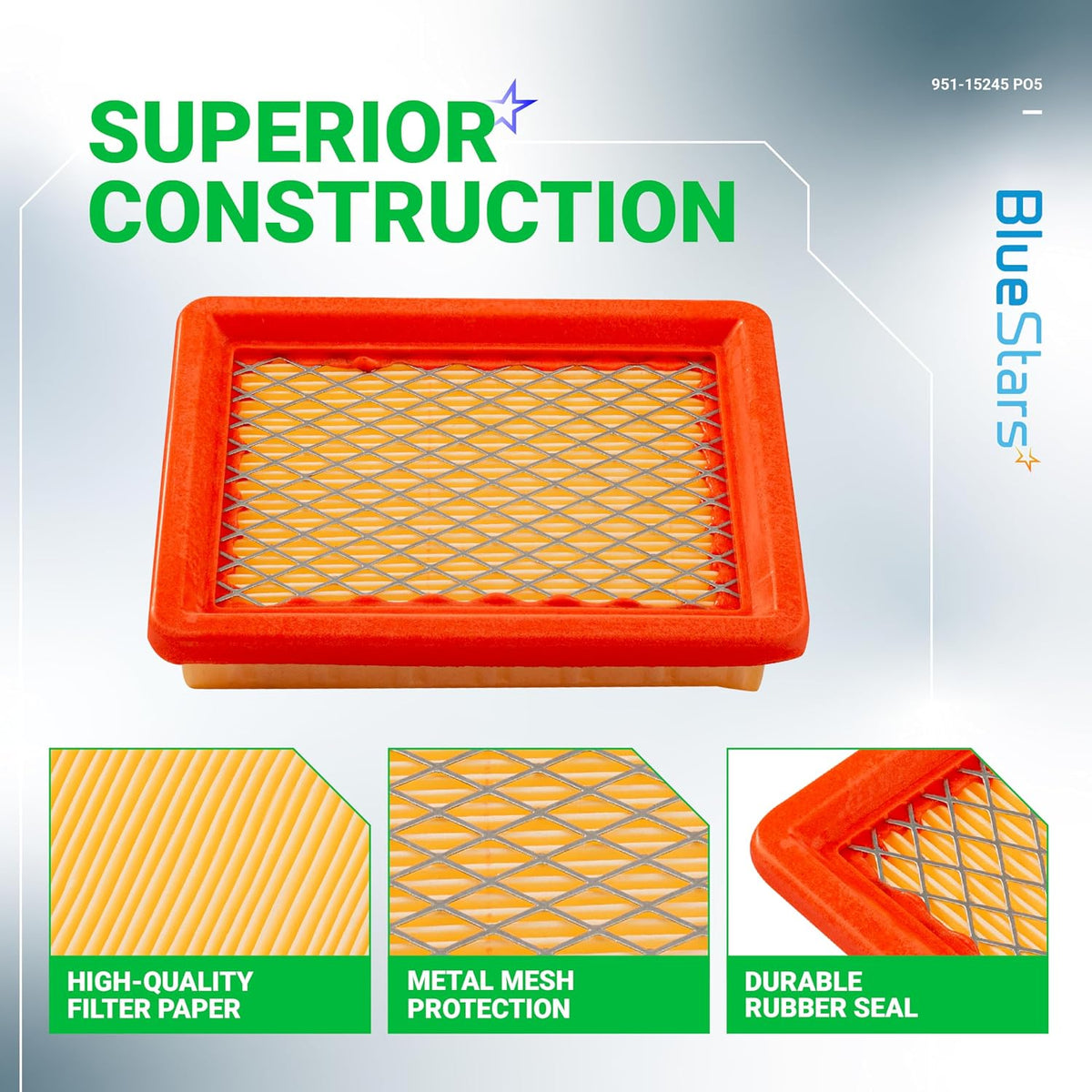 BlueStars 5 packs 951-15245 Air Filter - Replaces MTD 751-15245 Cub Cadet