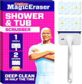 Magic Eraser Shower & Tub Scrubber, Bathroom Cleaner, All in One Bathroom Cleaner, Lemon Starter Kit, 1 Scrubber & 2