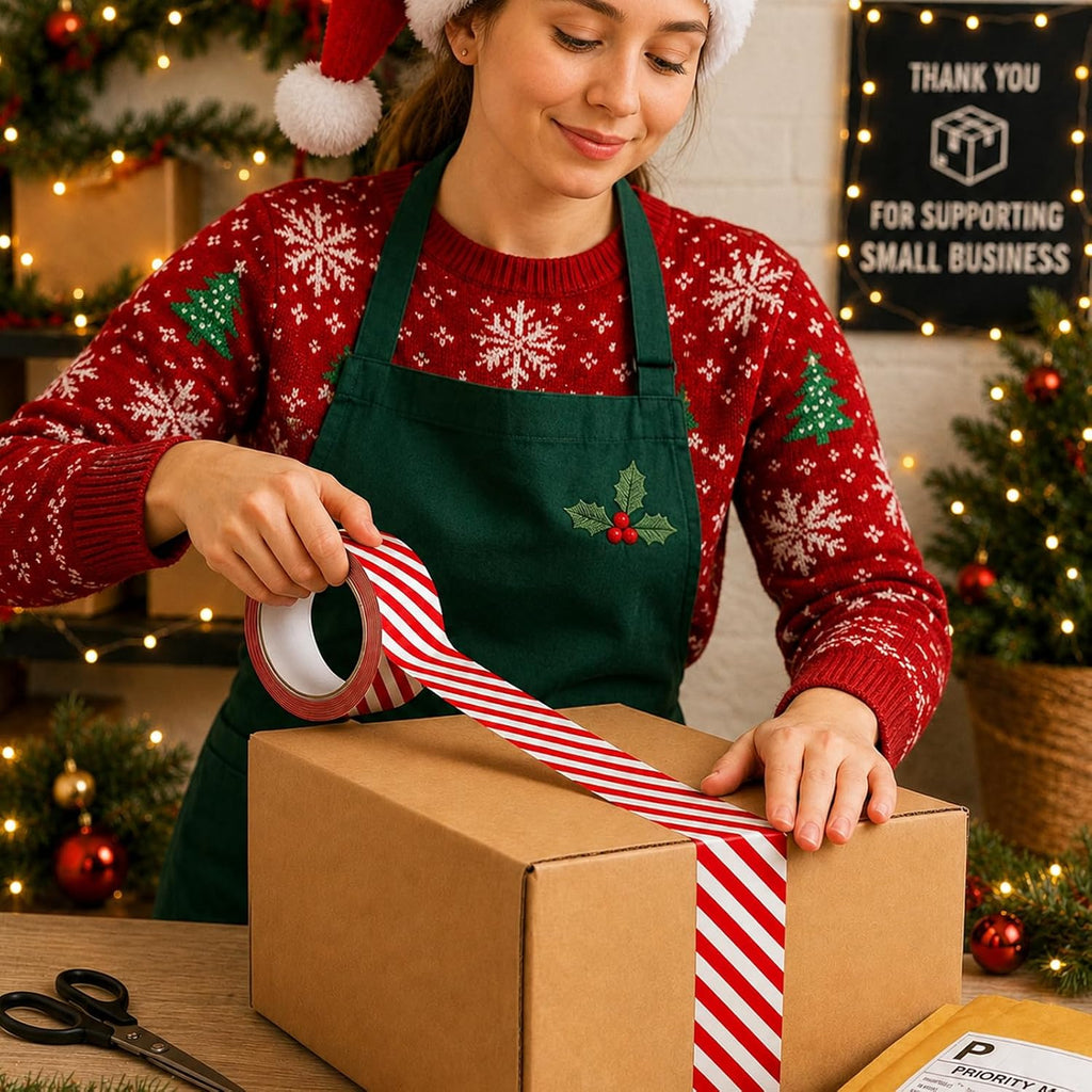 218 Yard Christmas Packing Tape, Candy Cane, 2 Roll