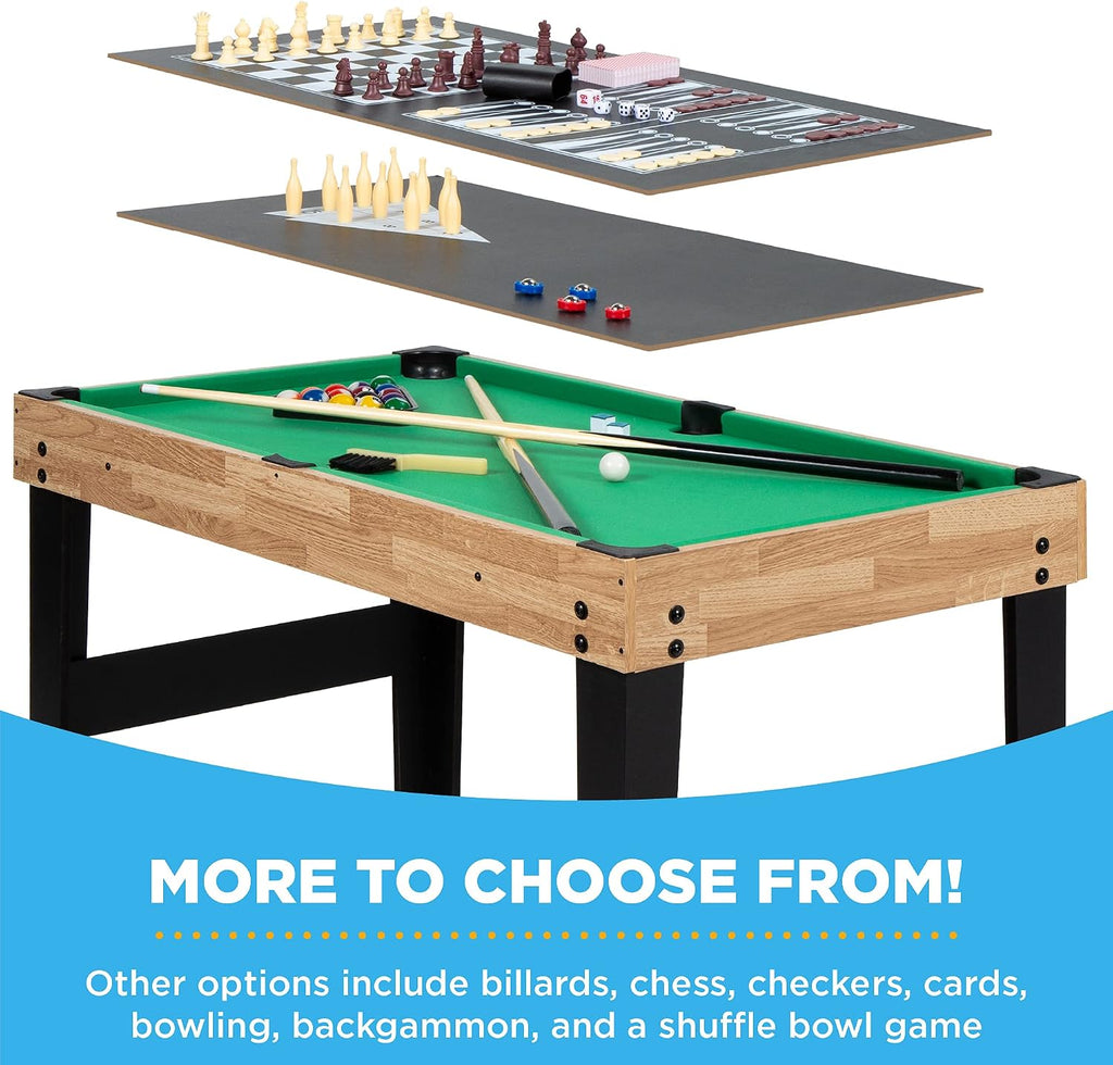 2x4ft Combo Game Table Set for Home, Game Room, Friends & Family w/Hockey, Foosball, Pool, Shuffleboard, Ping Pong