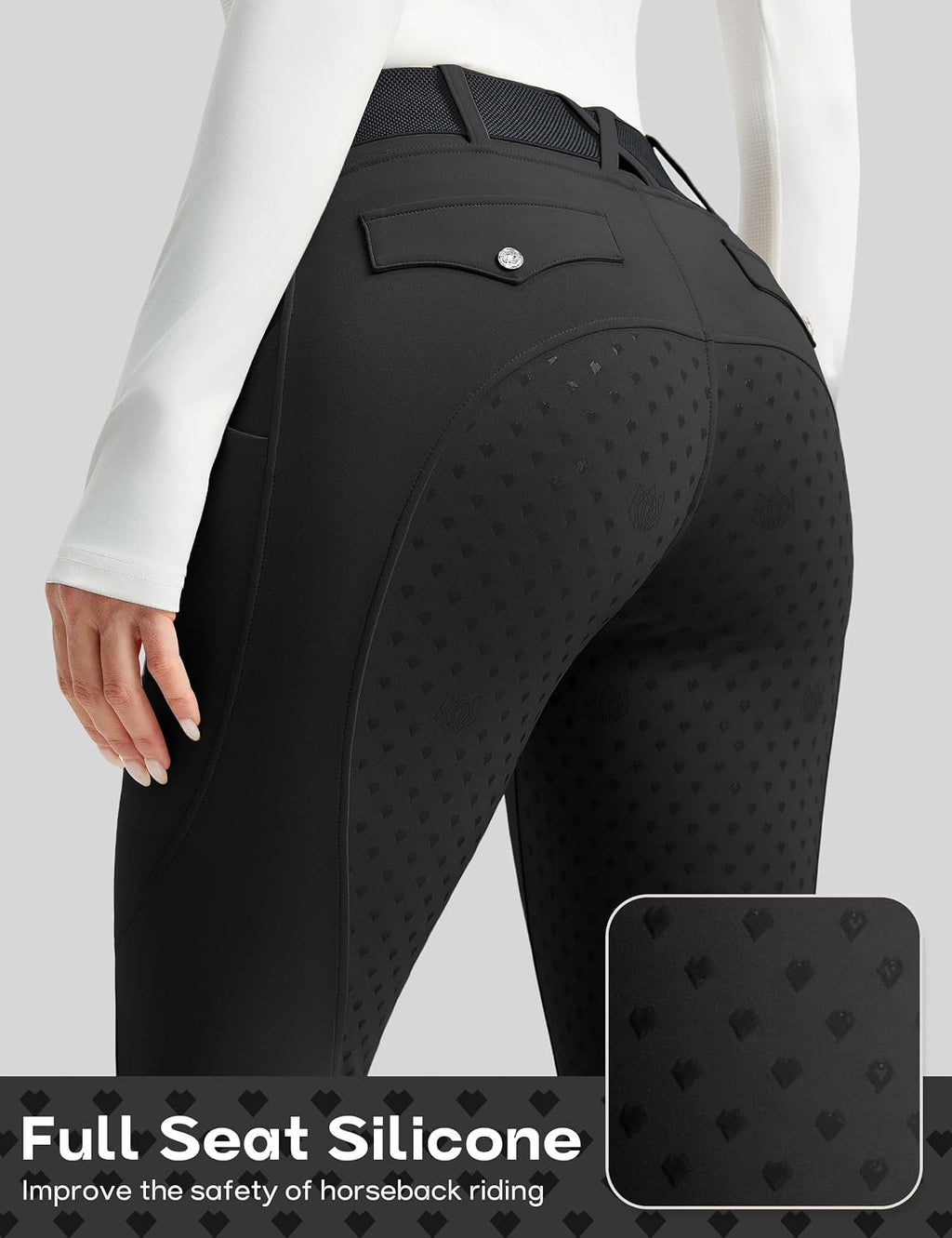 Women's Horse Riding Pants Full Seat Equestrian Breeches High Waist Horseback Riding Tights with Pockets