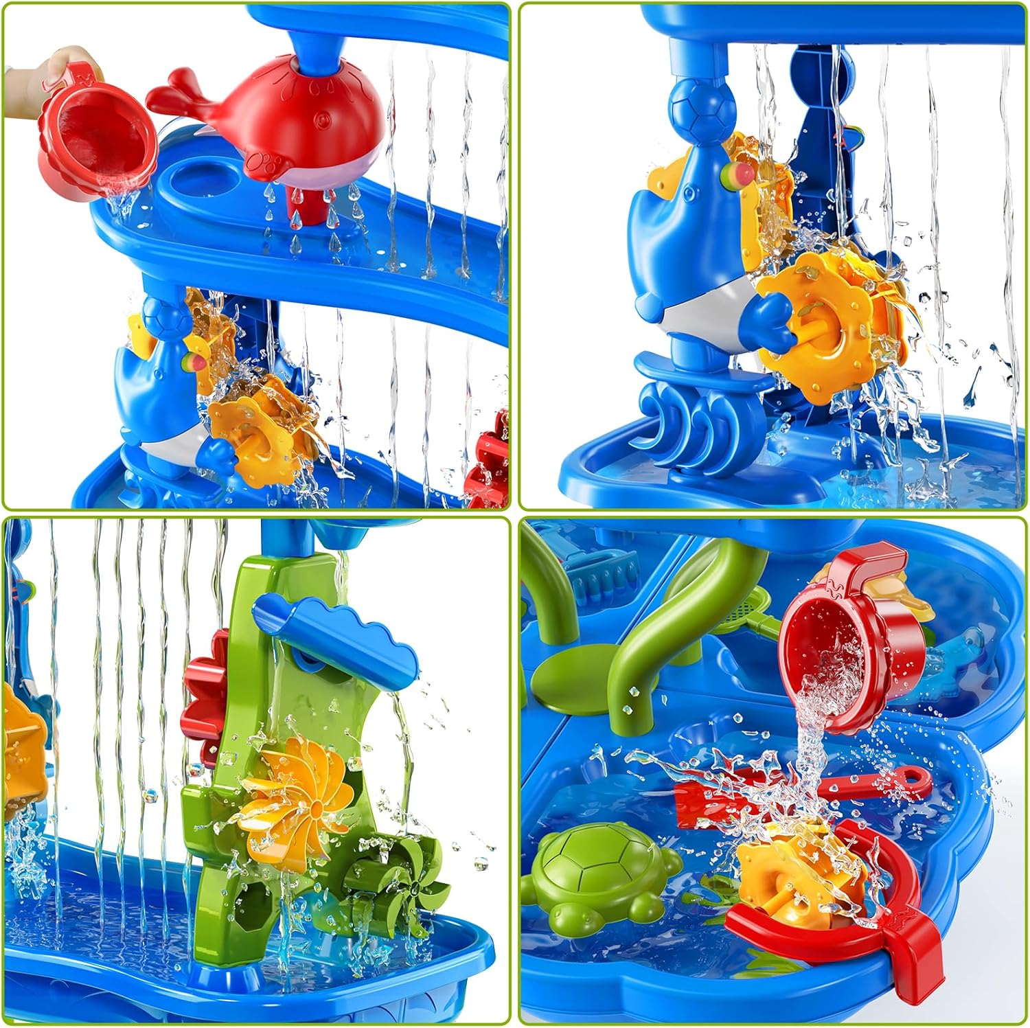 Water Table for Toddlers 1-3 3-5, 4-Tier Water Table for Kids with Sand Beach Toys, Water and Sand Sensory Table