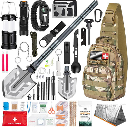 Survival Kit, 250 Pcs, Emergency Gear and Supplies, First Aid, Bug Out Go Bag, EDC, Molle System Backpack, Hiking