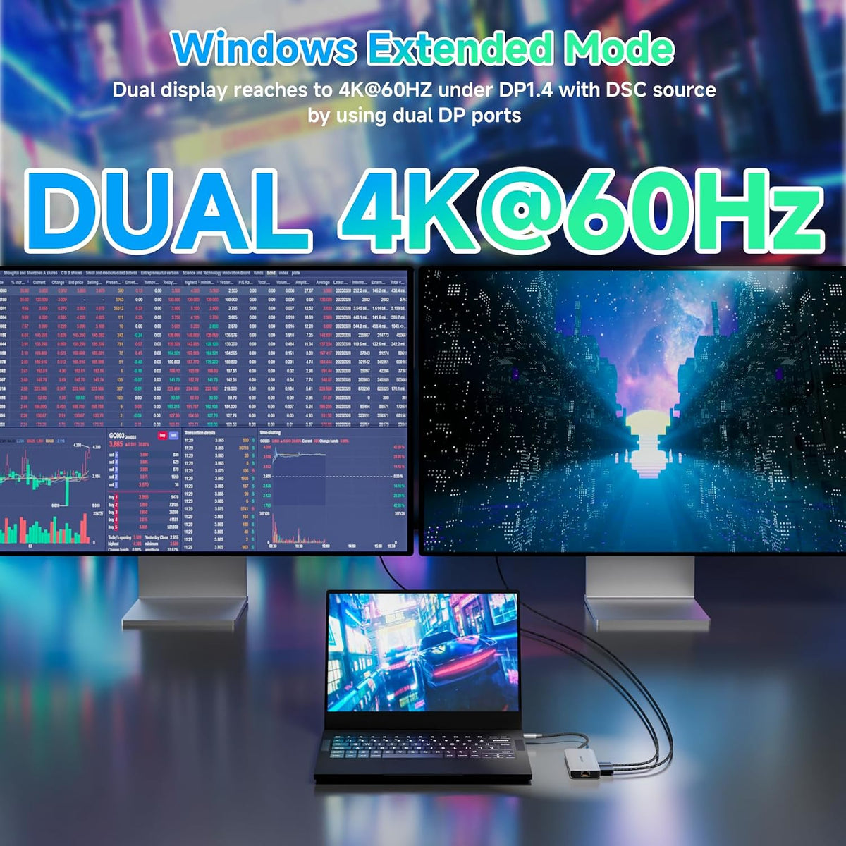 Laptop Docking Station,WAVLINK Triple Monitors Dock,Dual DisplayPort,HDMI | Single 8K@30Hz, 100W PD in, 3×USB-C/A