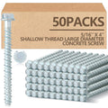 50 Pack 5/16 x 4 Concrete Anchors and Screw Kits Galvanized | Large Diameter, Concrete Bolts Screw, Hex Head, Heavy