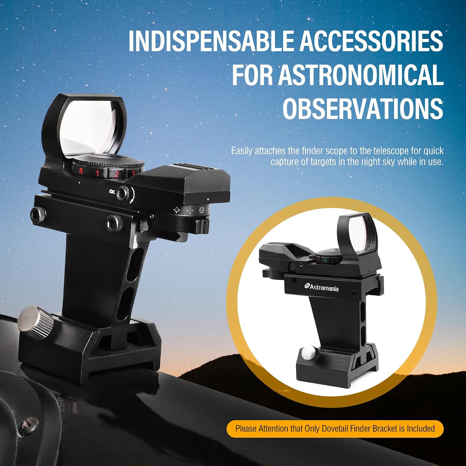 Dovetail Finder Bracket for Finderscope Telescope Reflex Sight | Metal Alumnium Telescope Accessories, Finder Scope