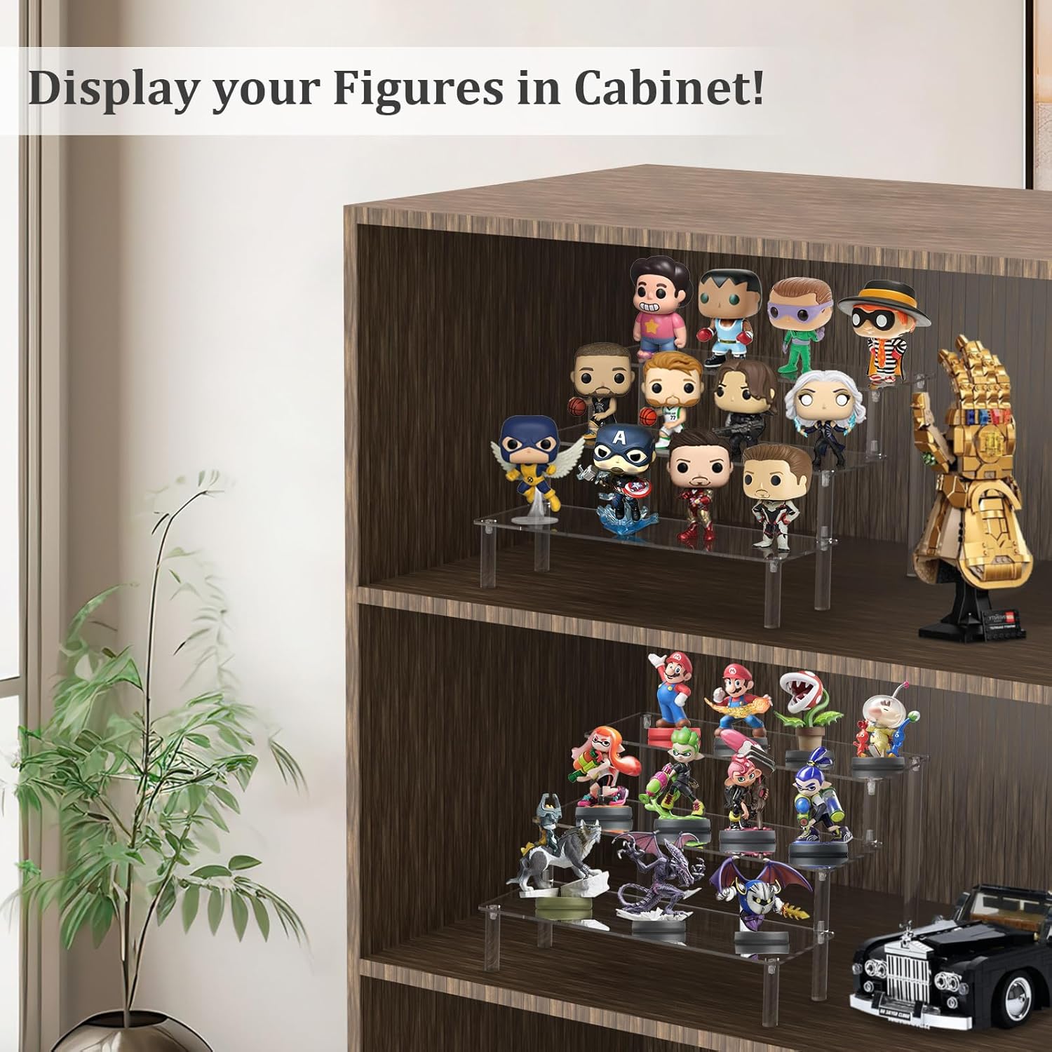 Acrylic Display Riser, Clear Perfume Organizer, 3 Tier Cupcake Stand | Acrylic Shelves for Amiibo Funko POP Figures