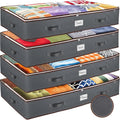 Under Bed Storage Bins - Pack Of 4 Under The Bed Storage Containers For Clothes, Blankets, Winter Clothing, & Shoes