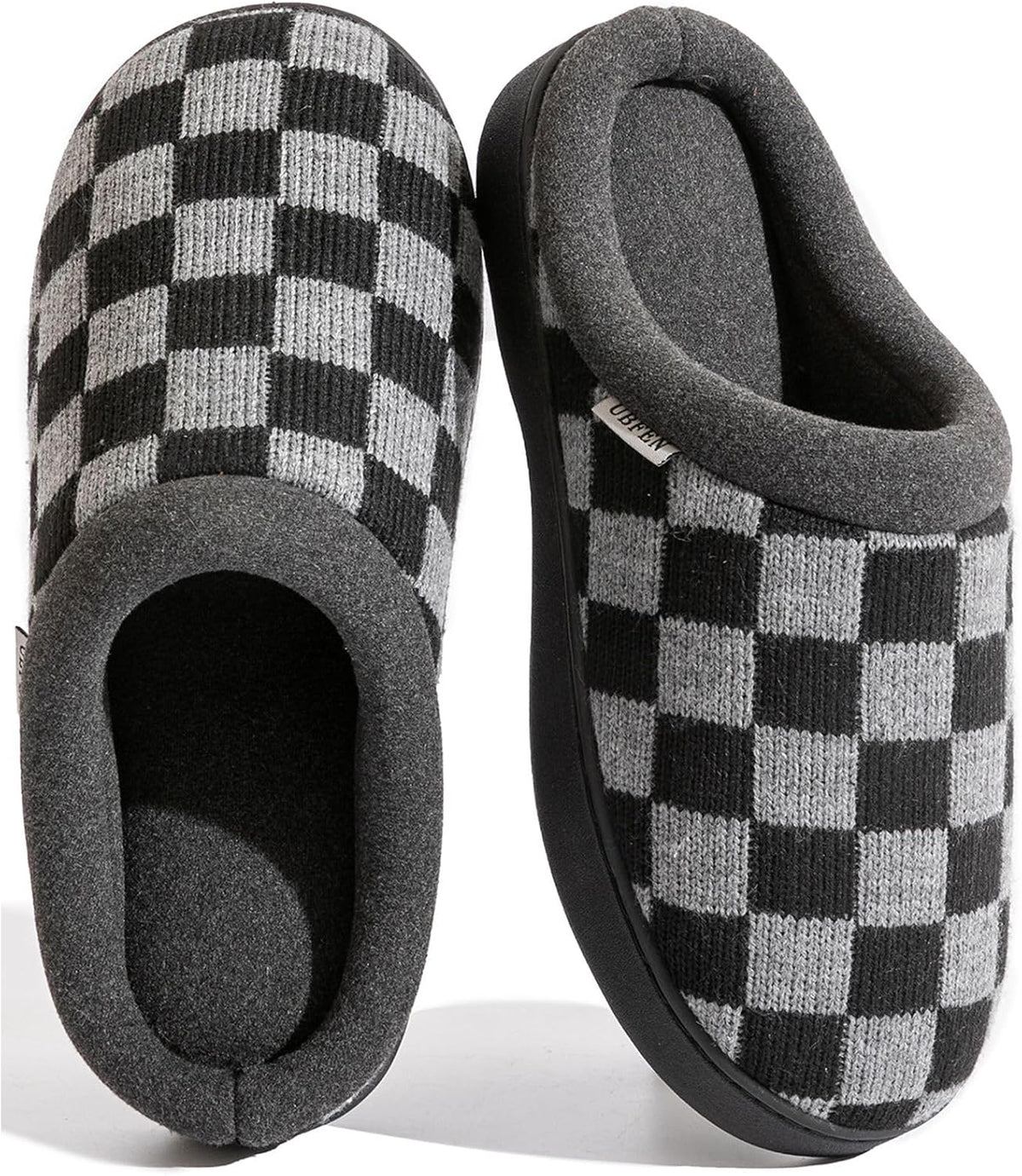 Mens Womens Slippers Classic Plaid Winter Warm with Memory Foam Fluffy House Shoes Platform Indoor Bedroom