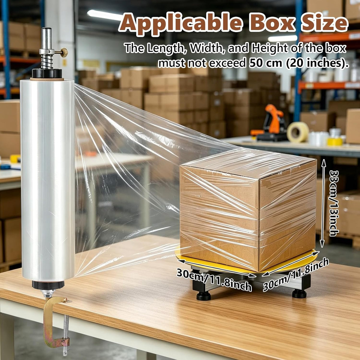 Manual Stretch Film Wrap Dispenser w/ 15-inch Turntable