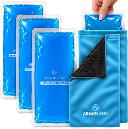 4 Large Ice Packs for Injuries Reusable with 2 Inserts - Soft Ice Pack Set