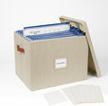 Collapsible File Storage Box with Lid - Beige