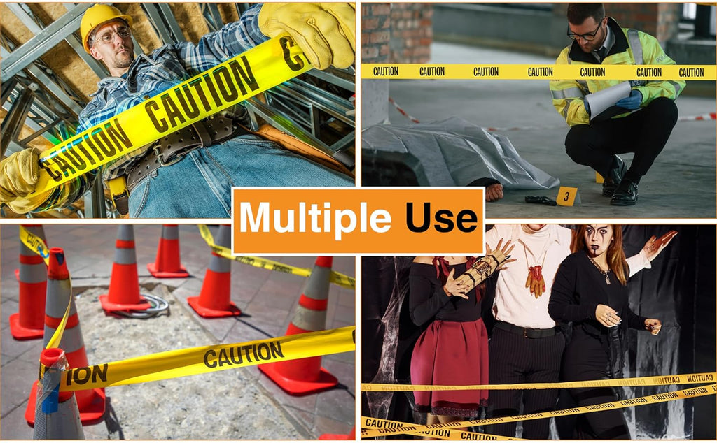 Premium Yellow Caution Tape Roll - 3 Inch X 1000 Feet - Pack of 8 | Bright Yellow Caution Tape Roll, for