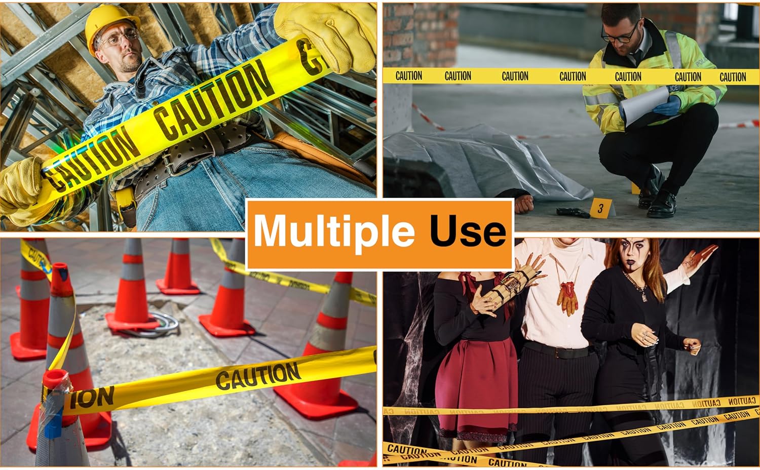 Premium Yellow Caution Tape Roll - 3 Inch X 1000 Feet - Pack of 8 | Bright Yellow Caution Tape Roll, for